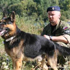 Rotný Peter Varga s výbušninárom Nerom 
